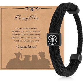 TempBeau Men's Compass Bracelet 2025 Graduation Gifts for Him, College, High, Middle School Graduation Gift First Day of School Back to School Gift Ideas Christmas