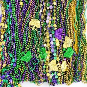 GiftExpress 100 Pcs Mardi Gras Metallic Bead Necklaces for Favors, New Year Parade, St Patrick Day Celebrations, Christmas Decorations, Tailgating, Gaysby Themed Party