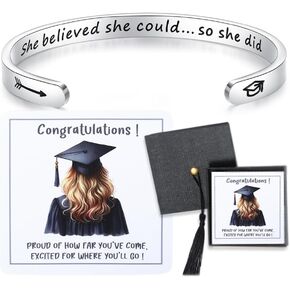 SAM & LORI Grad Cap Box Graduation Gifts for Her-Adjustable Bracelet for Middle School High School College Grads
