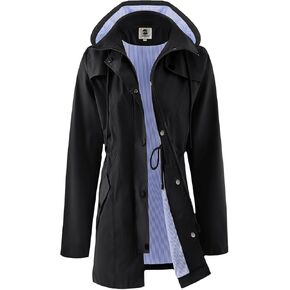 SaphiRose Women's Long Rain Jacket Waterproof Rain Coat with Hood Outdoor Light Raincoats Windbreaker