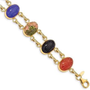 Diamond2Deal الصلبة 14K الذهب الأصفر 7 سوار Scarab الحجر