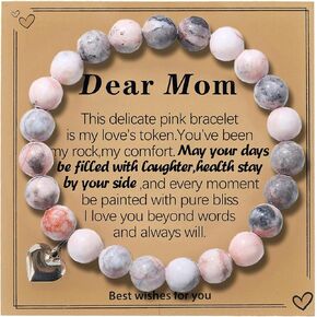 Mothers Day Gifts,Bracelets for Women Mom Grandma from Daughter Son,Beads for Bracelets,Birthday Gifts for Women Mom,Birthday Cards Presents,Unique Handmade Natural Stone Bracelet.