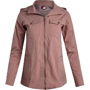 CANADA WEATHER GEAR Womens Utility Jacket - Long Sleeve Zip Up Hooded Safari Military Anorak Jackets for Women (Sizes: S-2XL)
