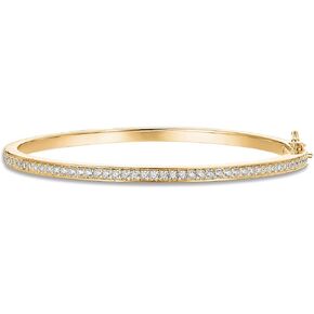 PAVOI 14K Gold Plated Cubic Zirconia Bangle Tennis Bracelets for Women | Classic Love Cuff Bangle Bracelets