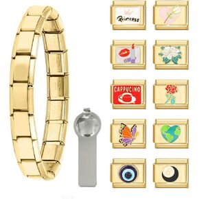 Papasgix سوار السحر الإيطالي مجموعة الذهب مع سحر الباقية الباقية Brascelets 9 ملم تنوع سوار السحر الإيطالي روابط يدوي ديي المجوهرات هدايا الأميرة زهرة
