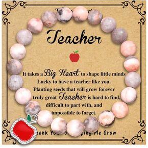 Vanleonet Teacher appreciation gifts,Teacher Day Gifts, Natural Stone Bracelet gifts for women