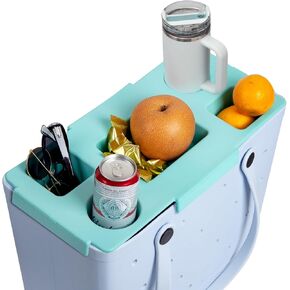 Organizer Tray Top for Bogg Bag – Cup Holder & Storage Lid Compatible with Bogg Bag XL - For Stanley 30oz 40 oz – Outdoor Beach & Travel Tabletop Insert – Easy to Clean (Mint Green)