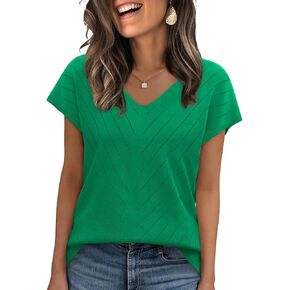 WIHOLL SLEEVE SWEATER for Women v Neck Strendy Summer Tops 2025 شاطئ العطلات ملابس السفر ملابس غير رسمية