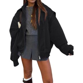 utcoco Women's Faux Leather Motorcycle Jacket Oversized Zip Up Winter Coat Outerwear 2025 Fall Fashion Clothes