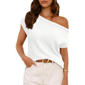 Lillusory Womens Short Sleeve قبالة سفن الصوفية الصيفية التي تخرج من قمم خفيفة الوزن متماسكة 2025
