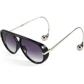 Oversized Aviator Sunglasses for Women With Earring Trendy Large Big Double Bridge 2025 Designer Ladies Shades