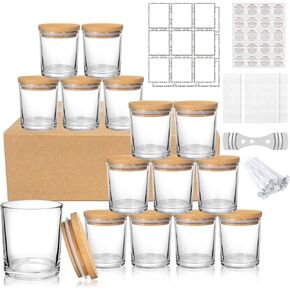 Madlyn Rhue 15 Pack Candle Swars لصنع الشموع ، وحاويات شموع 6 أوقية مع أغطية الخيزر