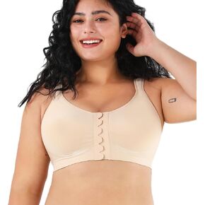 ShellEase Front Closure Bras for Women Wireless Post Surgery Full Coverage Seamless Mastectomy Bra
