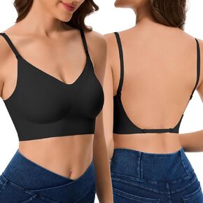 Low Back Bras for Women Seamless Multiway Bralette Removable Pads Open Back Wireless Bra for Backless Dress