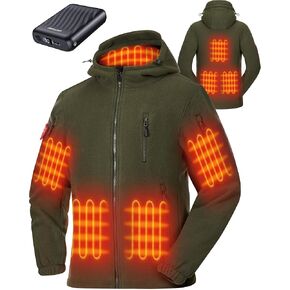 Heated Jacket Fleece with 12V 18400mAh Battery Pack, Soft Fleece Coat for Men Women, Zip-Up Hoodie for Winter Warmth
