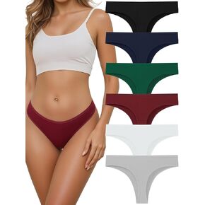 Cotton Thongs for Women， Seamless Womens Underwear Breathable Briefs Comfortable Panties 6 pack