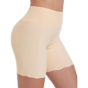 High-Waisted Slip Shorts for Under Dresses Women Anti Chafing Cooling Shorts Seamless Boyshorts with Scalloped Bottom