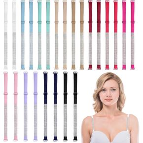 12 Pairs Women's Glitter Bra Straps Bulk Bling Rhinestones Non slip Bra Shoulder Straps Dress Ladies Lingerie Shiny