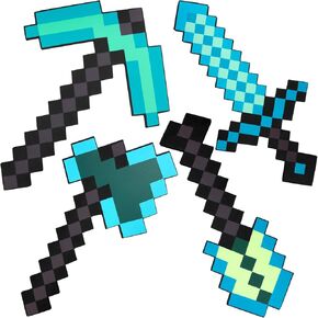 Cotteau 4 Pack Kids Game-Play لعب الأسلحة مجموعة Weapon Set-Sword Axe Pickaxe و Travel ، هدية مثالية للأسلحة لعيد الميلاد والحفلات القياسية