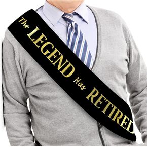 تقاعدت The Legend Sash - وشاح أسطوري أسطوري وذهبي أنيق لكل من النساء والرجال ودسم كبير للسلامة الذهبية. مثالي لحفلات التقاعد