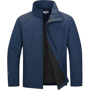 Outdoor Ventures Men's Lightweight Jacket Waterproof Rain Shell Jackets with velvet lined Windbreake Stand Collar
