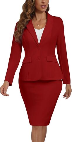 Women's 2 Piece Suit Skirt Set Business Office Formal Dress Suit Peplum Blazer Jacket Midi Pencil Skirt Suits in Saudi Arabia
