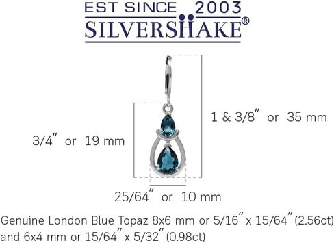Silvershake حقيقية الكمثرى شكل الأحجار الكريمة الأبيض مطلية بالذهب 925 فضة قطرة استرخى Leverback أقراط مجوهرات للنساء in Kuwait