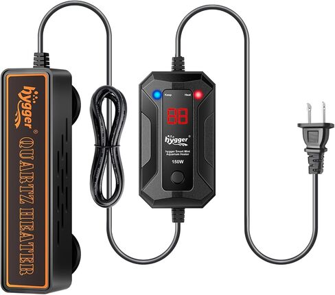 Hygger Smart Mini Aquarium Heater 50W لمدة 8-16 جالون ، وسخان أسماك السطح المكتبي Betta مع التحكم الذكي في درجة الحرارة و 5 حماية أمان in Kuwait