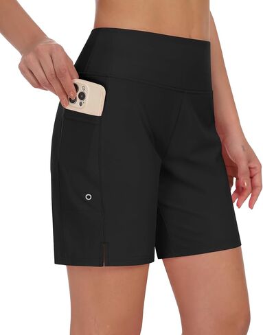 DIBAOLONG Women's Swim Shorts 7" High Waisted Quick Dry UPF 50+ Beach Board Shorts for Women with Liner & Pockets in Saudi Arabia
