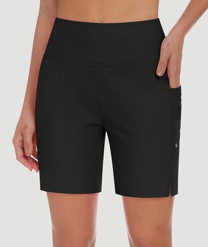 DIBAOLONG Women's Swim Shorts 7" High Waisted Quick Dry UPF 50+ Beach Board Shorts for Women with Liner & Pockets in Saudi Arabia