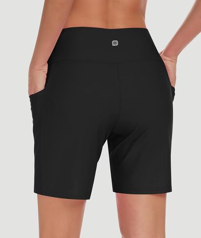 DIBAOLONG Women's Swim Shorts 7" High Waisted Quick Dry UPF 50+ Beach Board Shorts for Women with Liner & Pockets in Saudi Arabia
