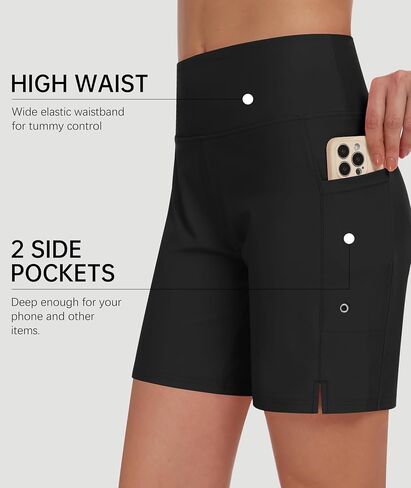 DIBAOLONG Women's Swim Shorts 7" High Waisted Quick Dry UPF 50+ Beach Board Shorts for Women with Liner & Pockets in Saudi Arabia