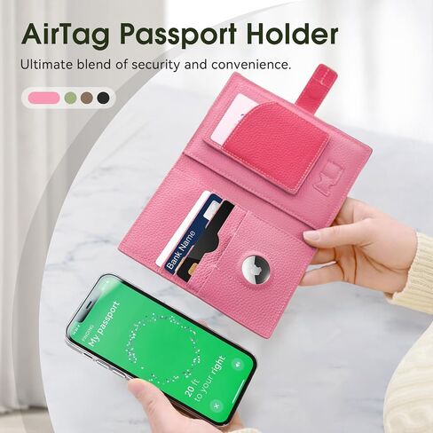 Full Grain Leather Passport Holder for Travel Women Men Passport Wallet with Airtag Slot RFID Blocking Travel Essentials Passport Cover Case Black in Kuwait