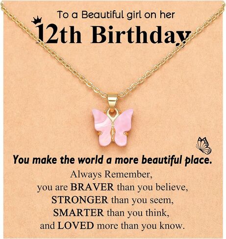 UNGENT THEM Happy 6th 7th 8th 9th 10th 11th 12th Birthday Gifts, You Make The World A More Beautiful Place Butterfly Necklace Bday Presents in Saudi Arabia