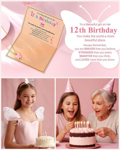 UNGENT THEM Happy 6th 7th 8th 9th 10th 11th 12th Birthday Gifts, You Make The World A More Beautiful Place Butterfly Necklace Bday Presents in Saudi Arabia