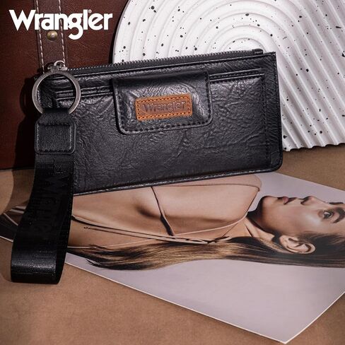 X Wrangler Brown Wristlet Wallet Minimalist Clutch Womens Womens Wallet RFID CATES ومنظمي الأموال مع محفظة العملة والشرطة السلسة in Saudi Arabia