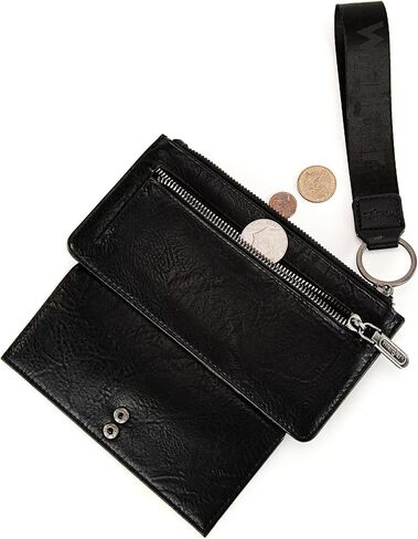 X Wrangler Brown Wristlet Wallet Minimalist Clutch Womens Womens Wallet RFID CATES ومنظمي الأموال مع محفظة العملة والشرطة السلسة in Saudi Arabia