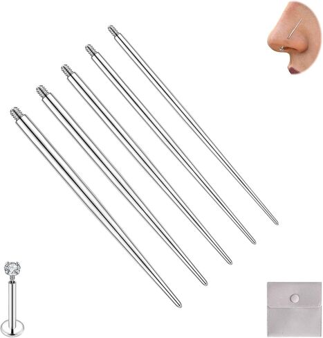 12pcs ثقب الجسم ثقب أدوات إدراج مجموعة 14G 16G 18G 20G ثقب أداة تغيير الأداة الداخلية/الخارجية الملولبة/الدفع في أداة ثقب الأذن/الأنف/السرة/الحلمة/الشفاه/الحاجب/اللسان in Kuwait