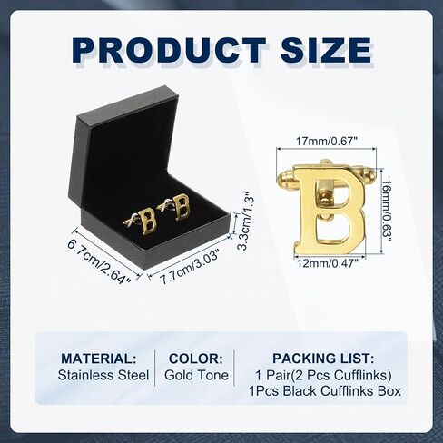 PATIKIL Initial Cufflinks, Classic Alphabet Stainless Steel Men Cuff Links 26 Letters A-Z with Box for Men Father Husband Weddings Gift Business Birthday in Saudi Arabia