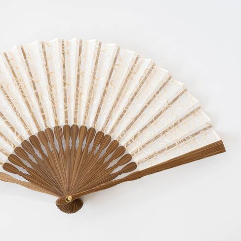 Elegant Sheer Silk Folding Fan with Intricate Embroidery, 8.27 inch, Made in Japan in Saudi Arabia