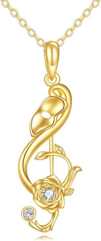 KECHO 14K Solid Gold Music Necklace for Women Ballerina Piano Music Note Phantom of the Opera Guitar Necklace Pendant Christmas Mothers Day Jewelry for Mom Friends Wife Grandma in Saudi Arabia