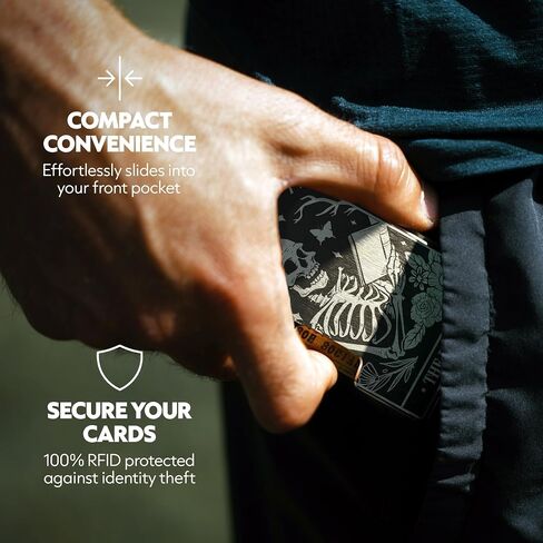 Engraved Aluminum Wallet for Men - Slim Money Clip & Card Holder with Engraved Finish. Enhanced RFID Blocking, Compact, Unique & Minimalist Wallets in Saudi Arabia