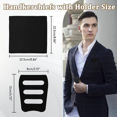Pocket Squares for Men Handkerchief with Pocket Square Holder Mens Pocket Square for Suit Jacket Wedding Business in Kuwait