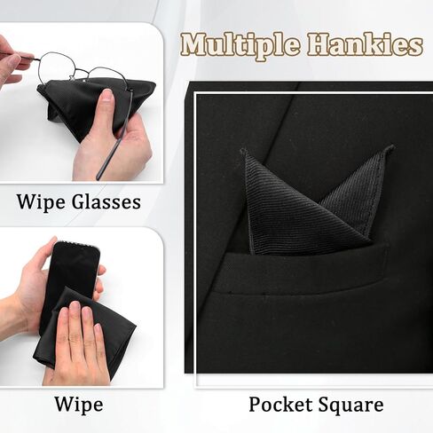 Pocket Squares for Men Handkerchief with Pocket Square Holder Mens Pocket Square for Suit Jacket Wedding Business in Kuwait