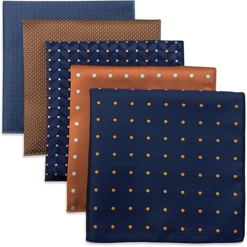 S&W SHLAX&WING 5 Pack Men's Pocket Squares Set 12.6" Formal Handkerchiefs for Suits Weddings Tuxedos Assorted Colors Patterns in Kuwait
