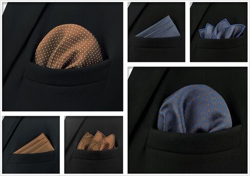 S&W SHLAX&WING 5 Pack Men's Pocket Squares Set 12.6" Formal Handkerchiefs for Suits Weddings Tuxedos Assorted Colors Patterns in Kuwait