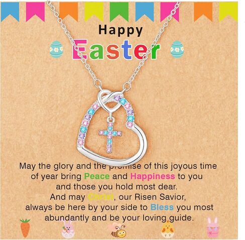 Cross Necklace for Girls Daughter Granddaughter, First Communion Confirmation Easter Christian Religious Catholic Gifts 16 + 3 Inches in Kuwait