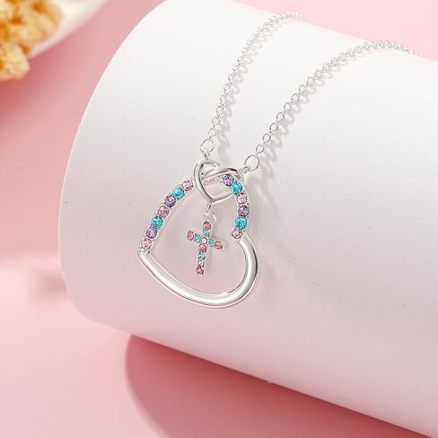 Cross Necklace for Girls Daughter Granddaughter, First Communion Confirmation Easter Christian Religious Catholic Gifts 16 + 3 Inches in Kuwait