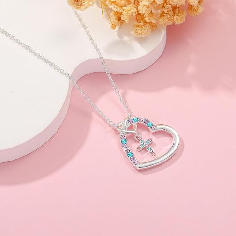 Cross Necklace for Girls Daughter Granddaughter, First Communion Confirmation Easter Christian Religious Catholic Gifts 16 + 3 Inches in Kuwait