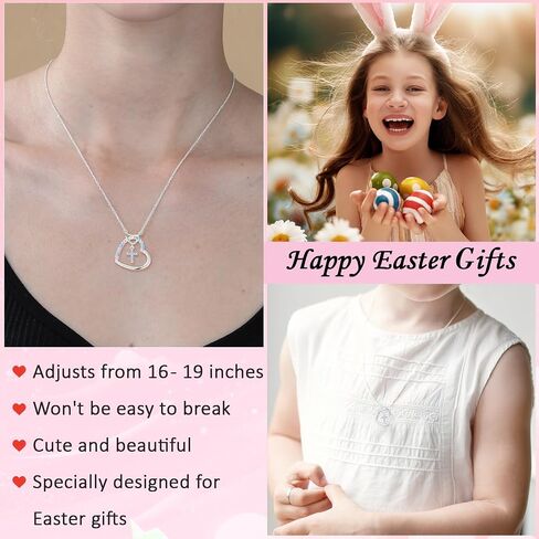 Cross Necklace for Girls Daughter Granddaughter, First Communion Confirmation Easter Christian Religious Catholic Gifts 16 + 3 Inches in Kuwait